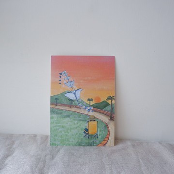 動物插畫明信片 | 魔鬼魚 | 放風