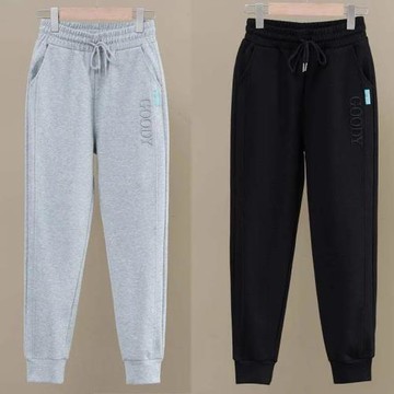 加絨加厚純棉新款衛褲女2025秋冬寬松高腰顯瘦束腳休閑哈倫運動褲