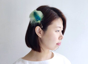 【飾品系列】海德公園奇遇-綠色羽毛髮夾