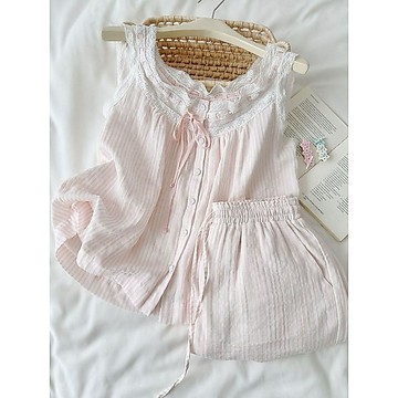 ✨精選好物✨ins粉色少女棉質吊帶睡衣 女款家居服套裝 夏季純棉吊帶睡衣 可外穿甜美家居服套裝 無袖家居服 家居褲