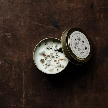 淨化 治癒 | 水晶花草能量蠟燭罐 白鼠尾草