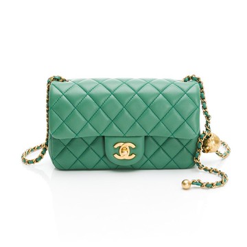 CHANEL香奈兒 Classic Flap Bag (抹茶綠金球款)