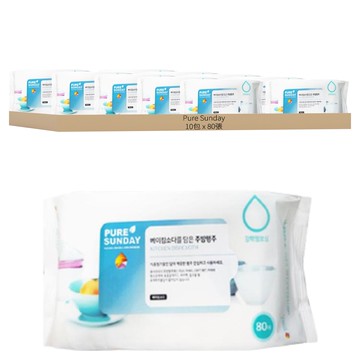PURE SUNDAY 含小蘇打廚房濕巾  80張  10包