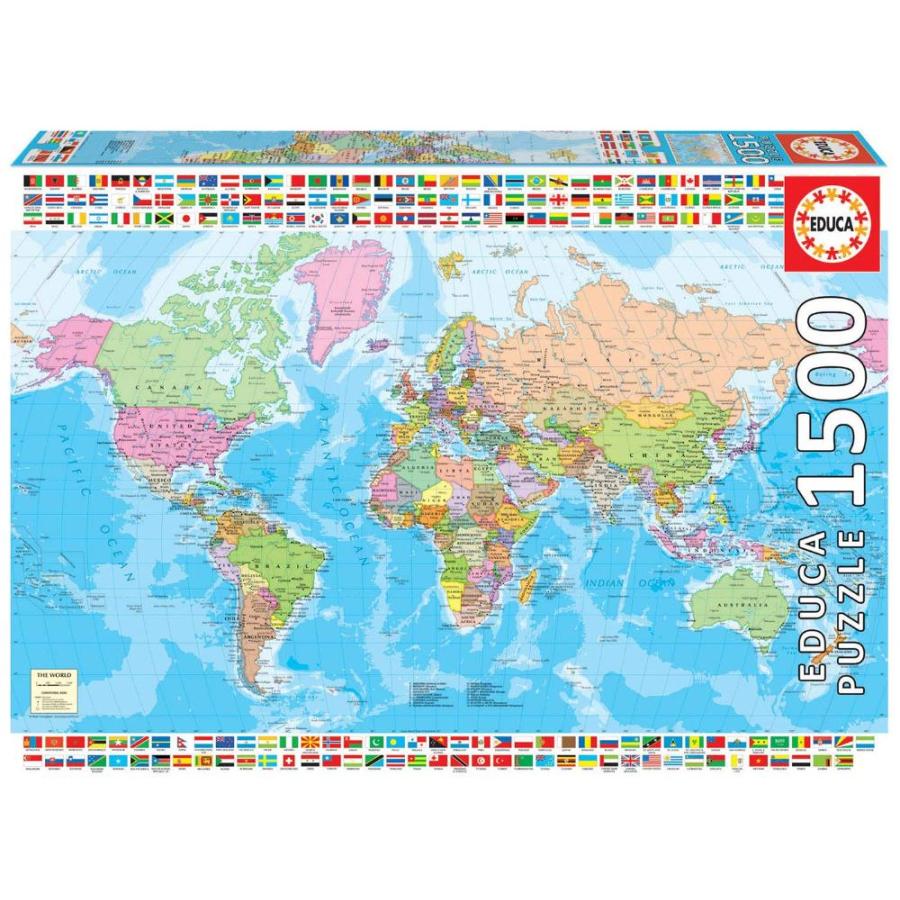 ジグソーパズル |Educa パズル Political Worldmap 1500 Teile