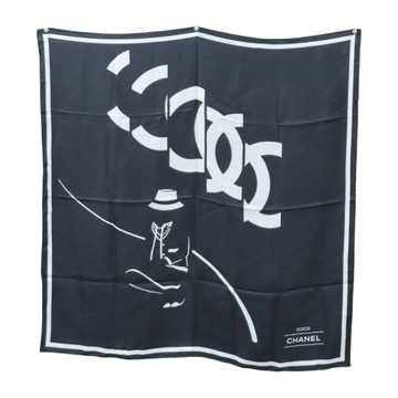 CHANEL 香奈兒 黑色 絲綢 絲巾 90x90 【二手名牌BRAND OFF】