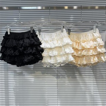 網紅同款2025秋季新款小香風褶皺花邊純色甜美氣質蛋糕裙蓬蓬裙女