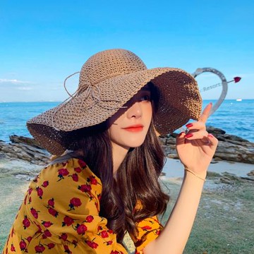 草帽女可折疊涼帽防曬遮陽小清新遮臉大帽檐編織帽子大沿帽夏季