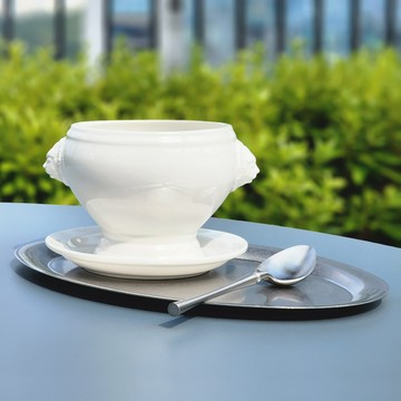 Horeca 獅子頭雙耳洋蔥湯碗(中)附碟套組  1套  奶油白