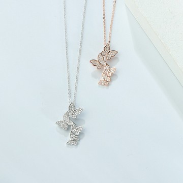 現貨+預購 925純銀項鍊鋯石吊墜-蝴蝶滿鑽抛光時尚情人節生日聖誕節交換禮物女飾品2色74bu50【獨家進口】【米蘭精品】