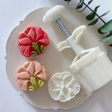 75g小清新中秋節鳶尾花月餅模具花卉綠豆糕模中式花朵糕點手壓模