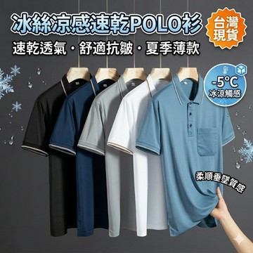 【台灣現貨】冰絲Polo衫男 夏季翻領上衣 短袖上衣 POLO衫 速乾透氣 休閒服 涼感體恤 舒適抗皺 夏裝薄款