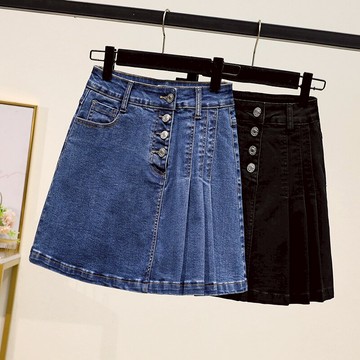 品牌折扣店商場專柜撤柜女裝尾貨清倉夏季高腰小個子牛仔半身裙女