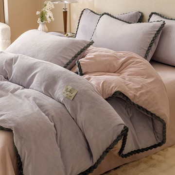 加厚牛奶絨四件套冬季雙面法蘭絨被套珊瑚絨床單笠三件套床上用品