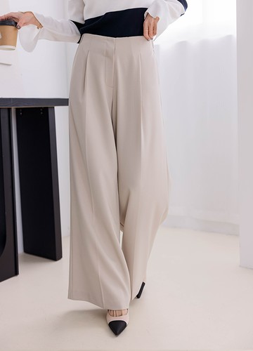 純色感高訂寬褲
