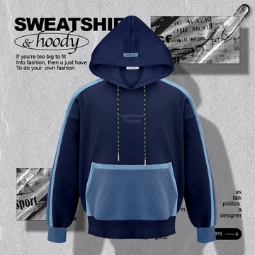 三代多拼接內刷毛帽T