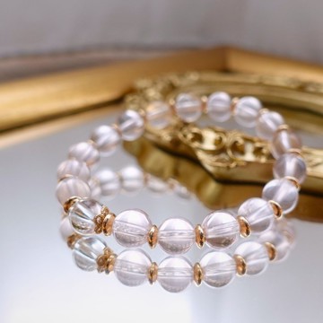 【頂級馬粉】星光粉晶料 白水晶 溫潤粉透襯膚顯白 氣質能量手串