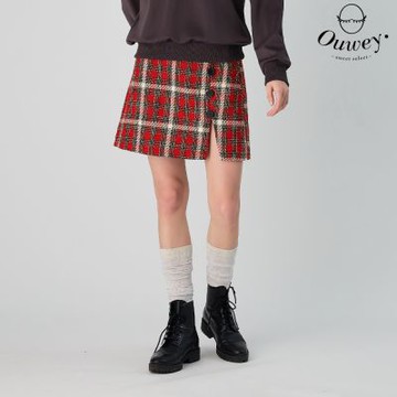 OUWEY歐薇 龐克英倫風格紋織紋短裙(紅色；S-L)3234322005