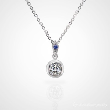 手工925純銀 x 天然藍寶石【輕珠寶-圓形歐式古典風項鍊】