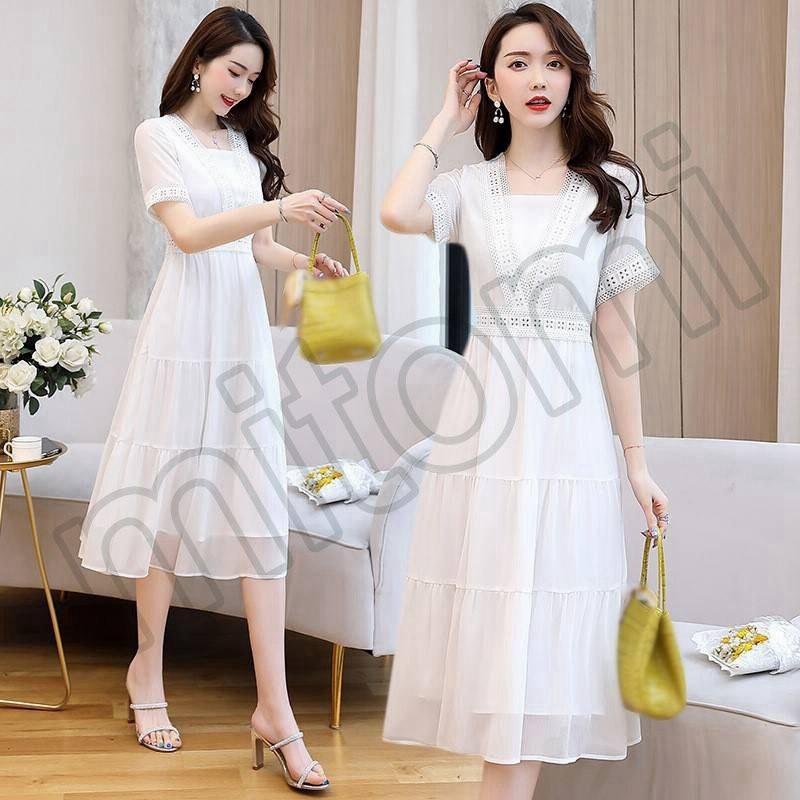 ワンピース パーティードレス 白ワンピース ウエディング 白 ロングワンピース 半袖 シフォンワンピ リゾートワンピ 夏ワンピース 無地 ホワイト 結婚式 花嫁 通販 Lineポイント最大0 5 Get Lineショッピング