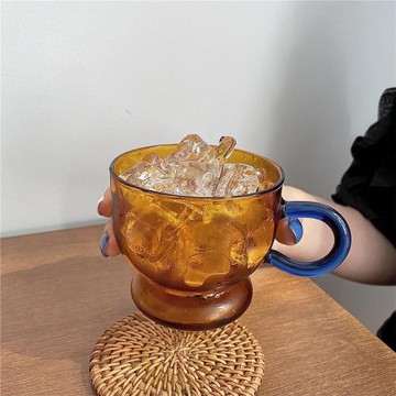 韓式復古彩色玻璃杯拿鐵高硼硅