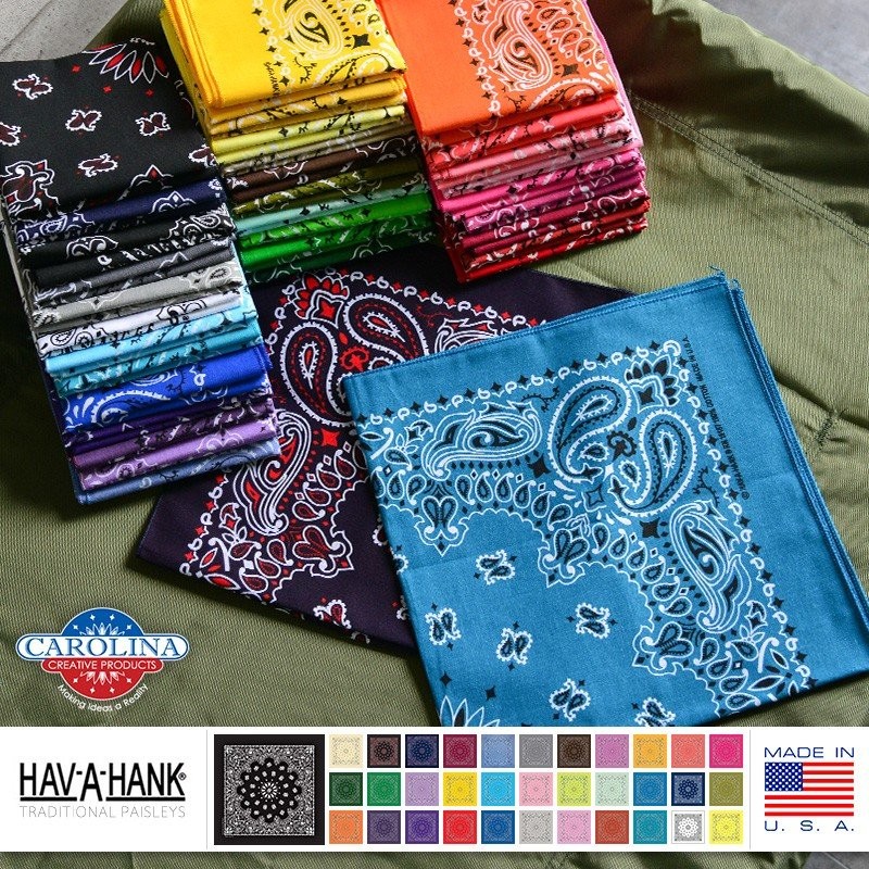 HAV-A-HANK ハバハンク MADE IN U.S.A. ペイズリーバンダナ ハンカチ ポケットチーフ ペイズリー柄 バンダナ柄 アメリカ製  手作り【T】 通販 LINEポイント最大0.5%GET | LINEショッピング