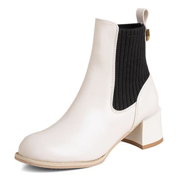 JP Queen New York 飛織拼接彈性馬丁粗跟短靴(2色可選)