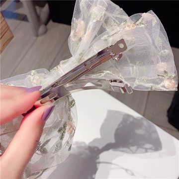 白色蕾絲碎花大蝴蝶結發夾頭飾發卡女夏季氣質年新款發飾頭花