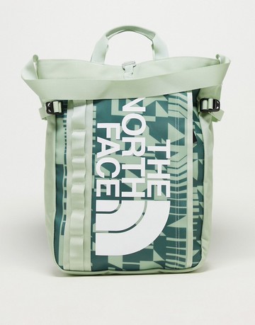 The North Face NSE Base Camp tote bag in sage green geo print