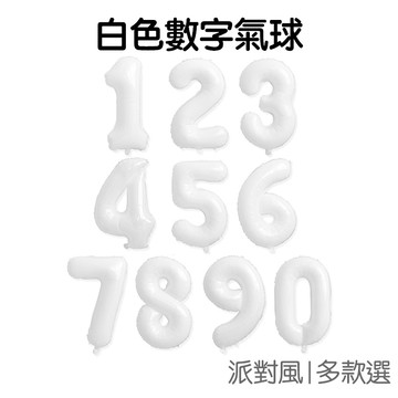 生日 數字氣球 32吋 40吋 純白瘦體 鋁膜氣球 週歲 生日 派對 裝飾 佈置 週年紀念【RI2960】《Jami》