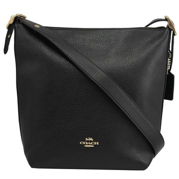 COACH Val Duffle 金屬LOGO拉鍊側肩/斜背包(黑)