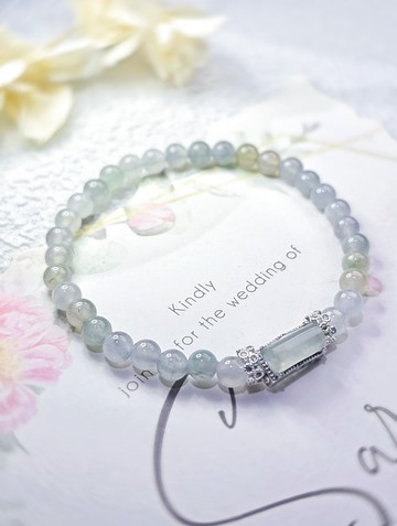 招財•轉運|莫蘭迪冰玻放光多寶珠|緬甸A貨翡翠純銀燈管手串