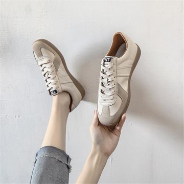 輕奢潮牌阿甘鞋女2025秋季新款牛筋底德訓鞋韓版真皮透氣平底板鞋