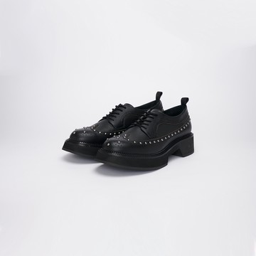 VATIC WINGTIP BROGUES SHOES BLACK / RIVET 45mm厚底皮鞋