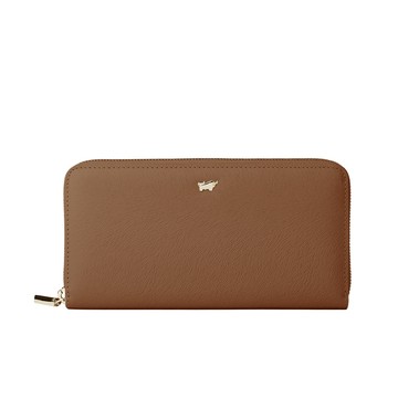 BRAUN BUFFEL 台灣總代理 蘇菲娜-A 12卡拉鍊長夾--麥色/BF885-601-BRA
