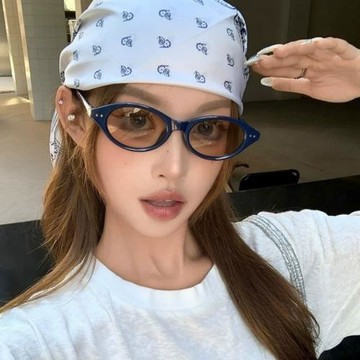 貓眼墨鏡女潮高級感復古橢圓小框太陽鏡痞帥個性防紫外線男
