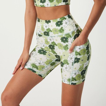 SILVERWIND新款速乾健身訓練跑步運動褲個性印花高腰收腹瑜伽短褲