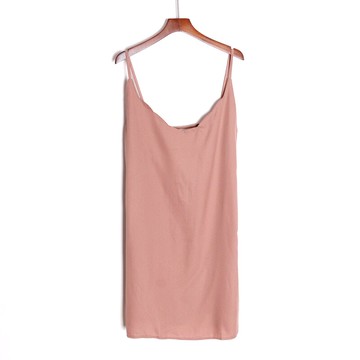 吊帶甜美瑞麗中長裙無袖H型純色連衣裙子鏤空潮