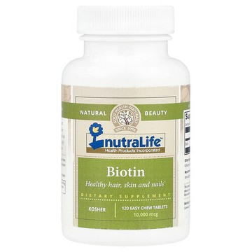 NutraLife, 生物維生素，10000 微克，120 片易咀嚼片劑