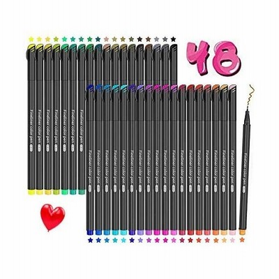 カラーペン 色ペン48色セット 水性ペン0.4mm ファインラインペン 細い 