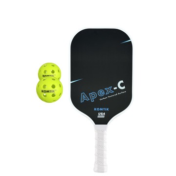 KOMTIK Apex-C 碳纖維匹克球拍 16mm拍芯 磨砂碳布碳纖維 USAPA 認證標章 白色框1拍 Jade戶外球套組