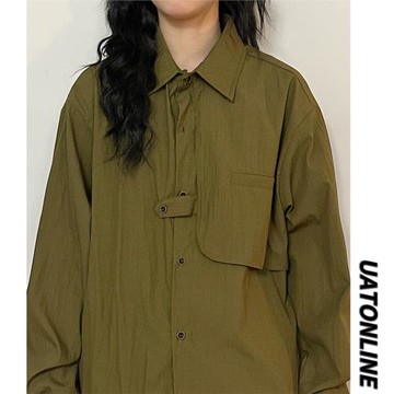 UATONLINE2025春秋美式復古潮牌日系小眾設計感長袖襯衫女高級感