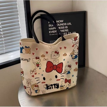 Kitty托特包🎀 卡通帆布包時尚包女手提袋 Kitty手提包 Kitty帆布包 可愛包包 通勤包 Kitty側背包