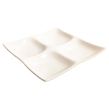 SSUEIM 4格方形陶瓷盤 22x22公分 韓國產  白色  1個