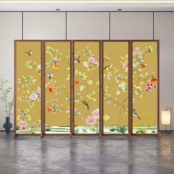 法式中古花鳥實木屏風隔斷客廳餐廳臥室玄關裝飾移動折屏遮擋定制/屏風/擋風屏/隔斷屏/遮擋屏/折疊屏/玄關屏風/客廳屏風