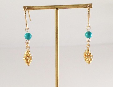 金色圓柱形石耳针/耳夾