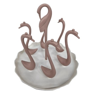 創意天鵝旋轉瀝水置物杯架  26*26*5cm包裝尺寸  混合色  1個