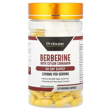 Probase Nutrition, 含肉桂的小檗鹼，120 粒素食膠囊