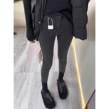 大碼牛仔褲女胖mm高腰褲子2025春秋新款顯瘦小腳緊身加絨九分褲子