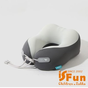 iSFun U型慢彈 記憶棉飛機午睡涼感頸枕(附眼罩耳塞) 顏色可選