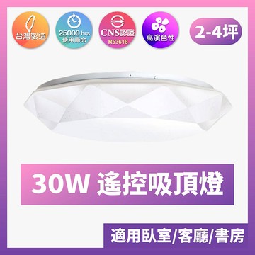 台灣製造｜遙控吸頂燈｜ F28-閃耀鑽石-30W遙控